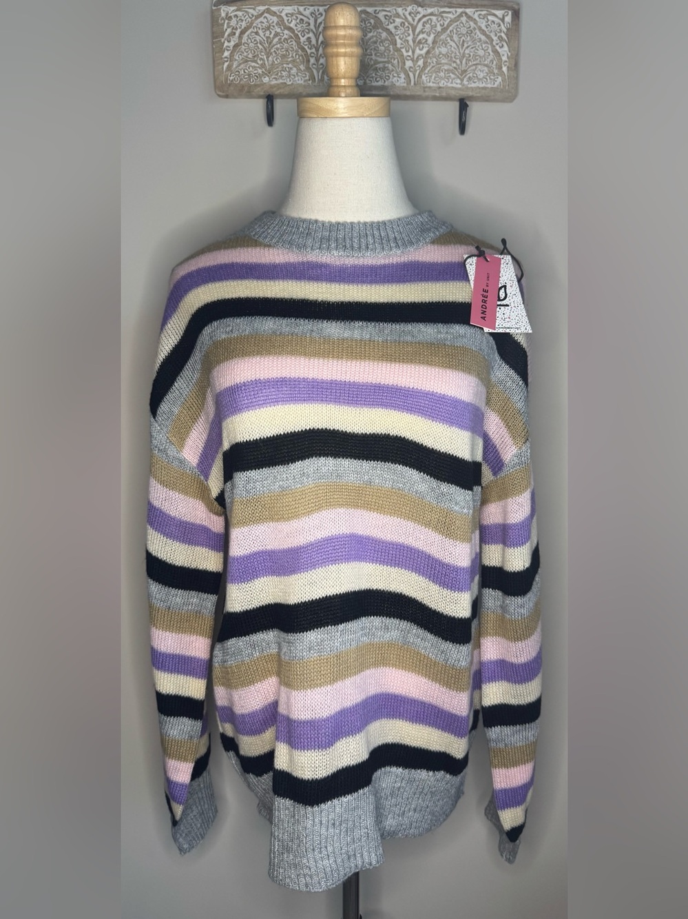Andree by Unit Striped Crewneck Sweater sz M